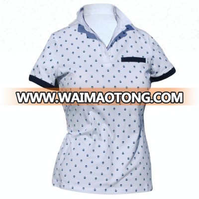 Women's high quality Polo shirts two-color printed short-sleeved equestrian shirts