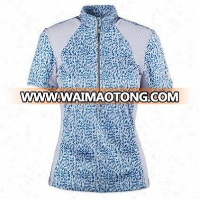 Summer women short-sleeved two color printing design equestrian shirt high quality half-zipper equestrian clothing