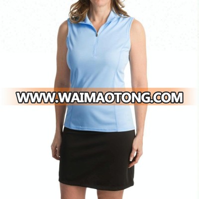 Ladies summer sleeveless Polo shirts with a pure half zipper speed dry equestrian shirt